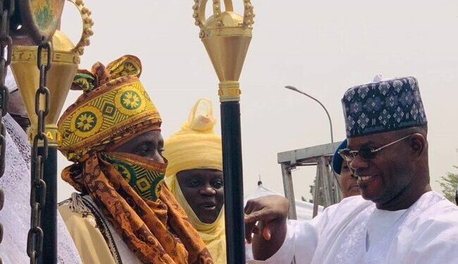 Bello Presents Staff of Office to Maigari of Lokoja, Charges Him On Security, Peace