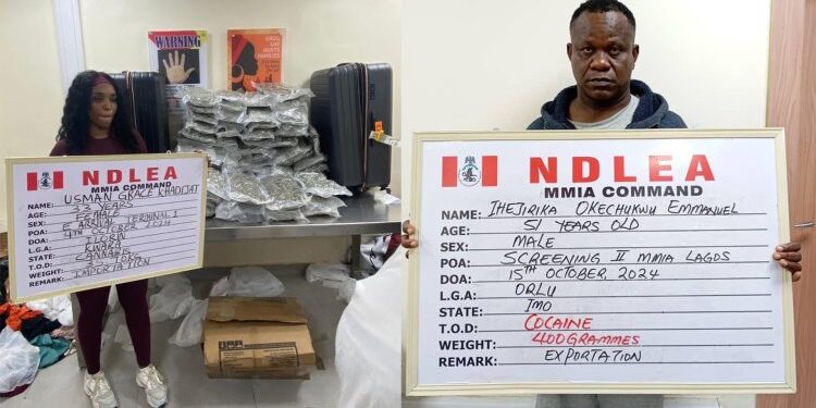 NDLEA Arrests Two Businessmen, Canada-based Female Nurse Over Cocaine,Loud