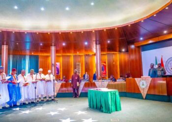 President Tinubu Swears In RMAFC, FCC Commissioners, 8  Permanent Secretaries