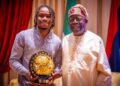 Ademola Lookman Visits, Presents CAF Award To President Tinubu