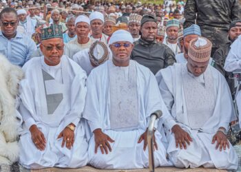 Governor Ododo Joins Other Dignitaries To Observe Eid Kabir Prayer In Okene