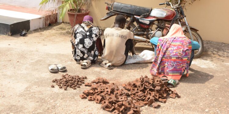 NSCDC Arrests Three Suspects In Kwara For Stealing Railway Clips, Nuts