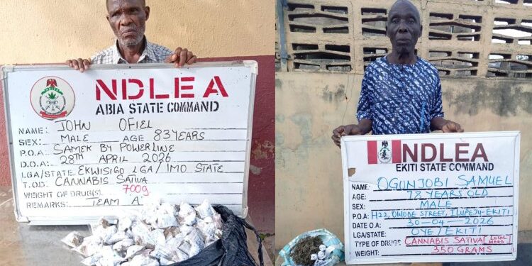 NDLEA Nabs 83-year-old, 78-year-old Grandpas For Drug Trafficking In Abia, Ekiti