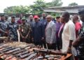 Gov. Mbah Lauds DSS, Army, Others, Inspects Arms Cache Seized From ESN Terrorists