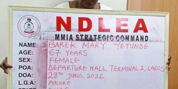 67-year-old Nigerian-British Woman In NDLEA’s Net For Attempting To Smuggle 13KG Cocaine To London