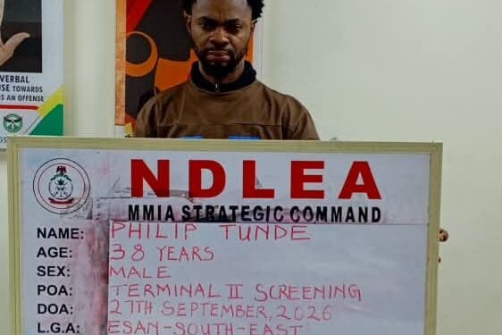 NDLEA Arrests Italy-bound Businessman With 4.80kg Cocaine Concealed In Shoe Soles, Bag Railings