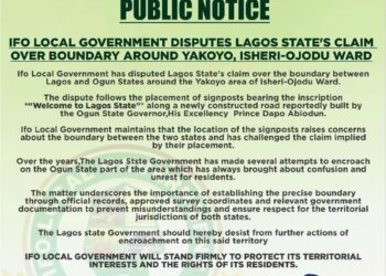 Boundary Dispute : Ifo LG Chairman Urges LASG To Call Ojodu Chairman To Order Over Signpost