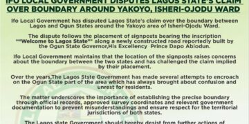 Boundary Dispute : Ifo LG Chairman Urges LASG To Call Ojodu Chairman To Order Over Signpost